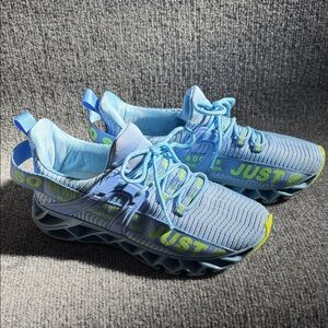 Just SO SO Blue and Florescent Green Women's Sneakers Size 39 US 8.5